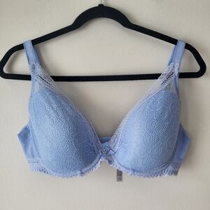 Chantelle Festive Lace Plunge Underwire Bra in Soft Blue